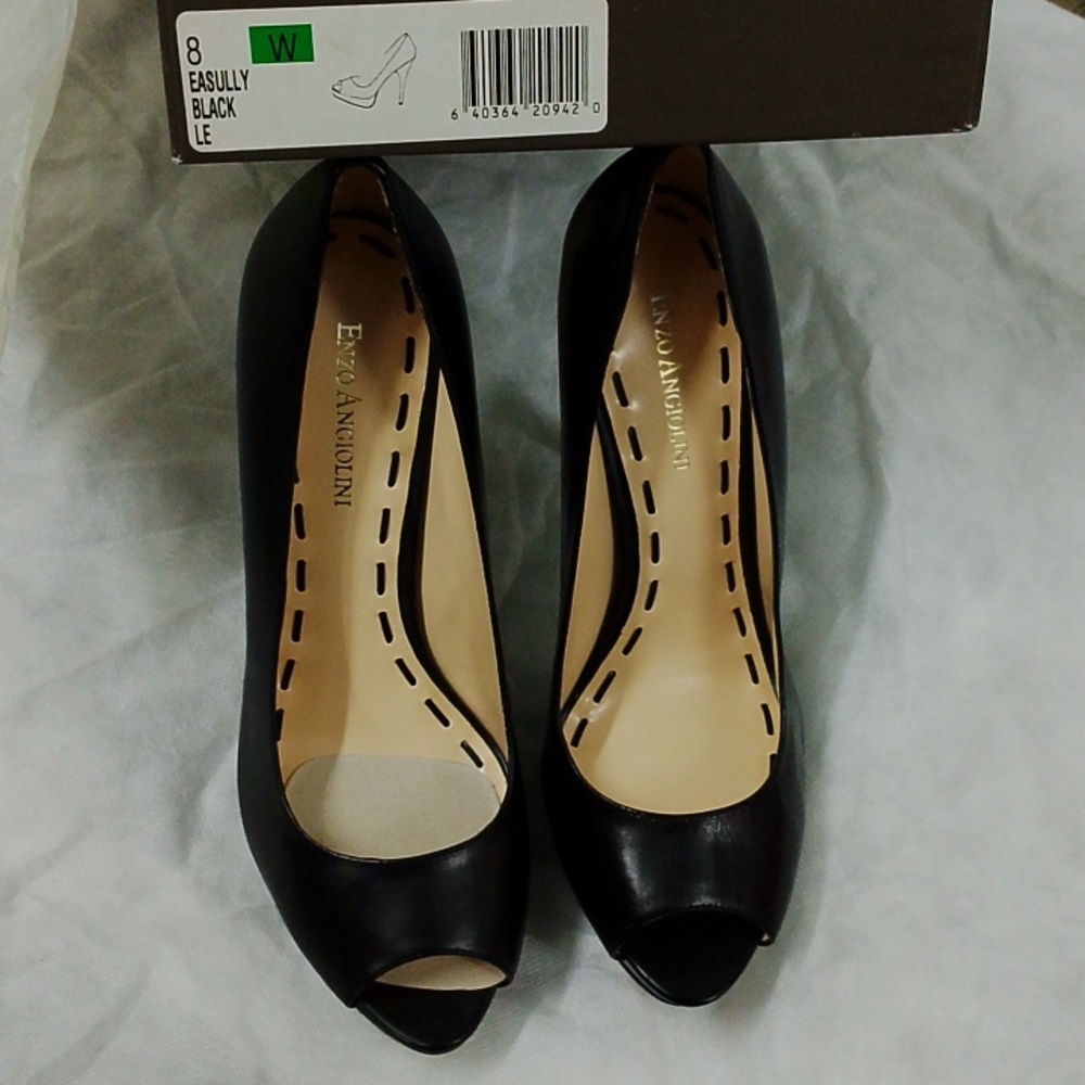 Enzo Angiolini Classic Black Peep Toe Heels